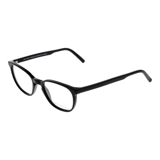 Andy Wolf Black Unisex Glasses Frame, black acetate, full-rim, demo lenses, round style, includes branded case.