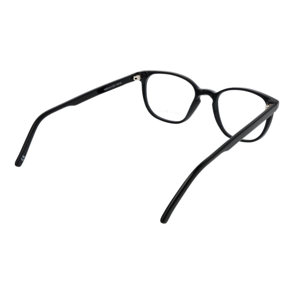 Andy Wolf Black Unisex Glasses Frame in acetate material with full-rim round design, featuring demo lenses and branded case.