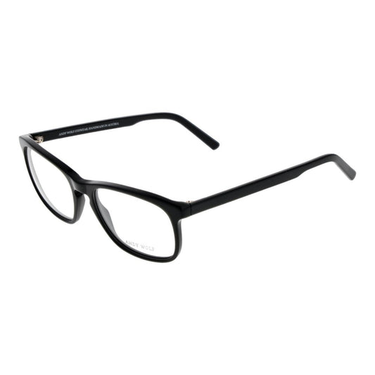 Andy Wolf Black Unisex Glasses Frame, full-rim acetate with demo lenses, round style, size 54-17-145, includes branded case