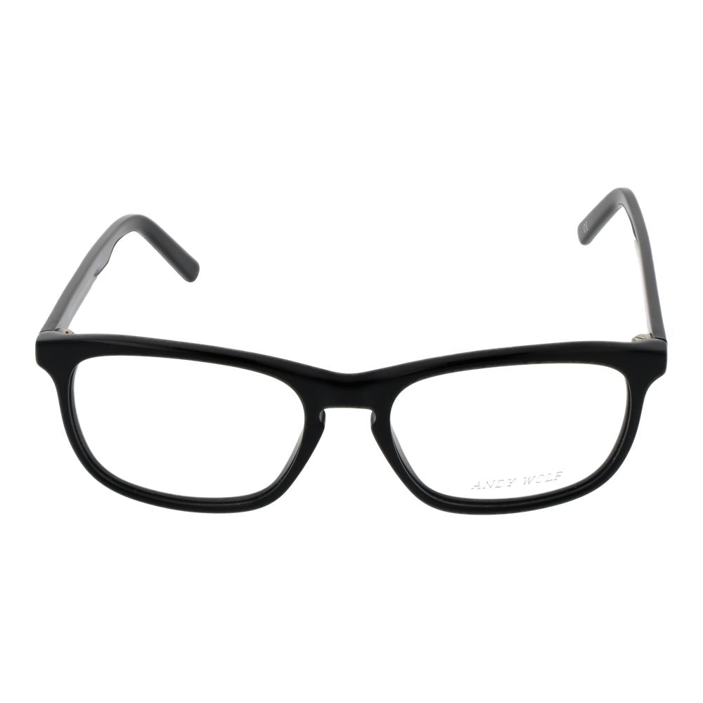 Andy Wolf Black Unisex Glasses Frame, full-rim acetate with demo lenses, size 54-17-145, round style.