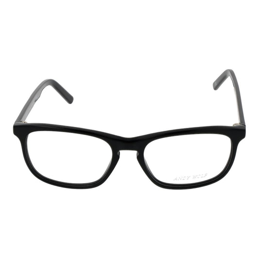 Andy Wolf Black Unisex Glasses Frame, full-rim acetate with demo lenses, size 54-17-145, round style.