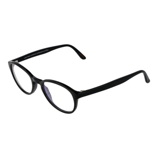 Andy Wolf Black Unisex Glasses Frame, full-rim acetate, panto style, demo lenses, includes branded case, no UV protection