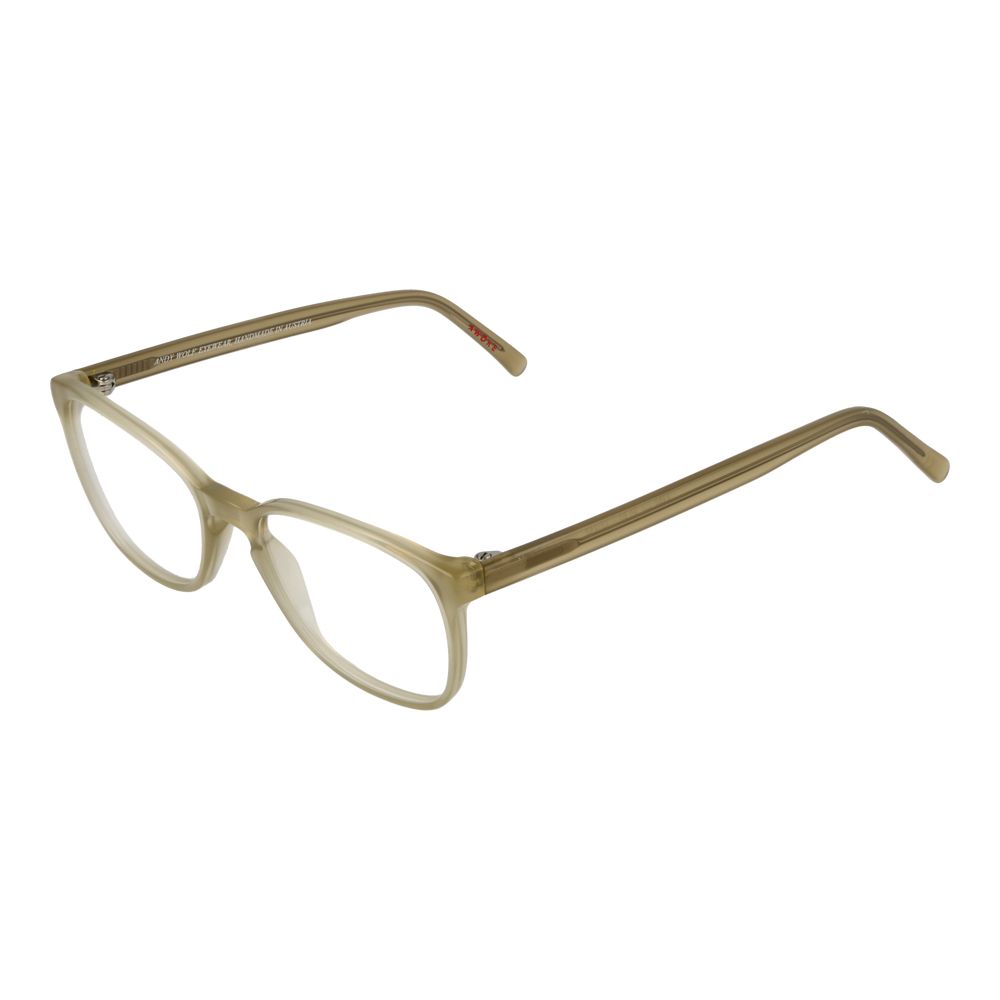 Andy Wolf Beige Unisex Glasses Frame in full-rim acetate, size 50-16-135, shown in beige with demo lenses and branded case included.