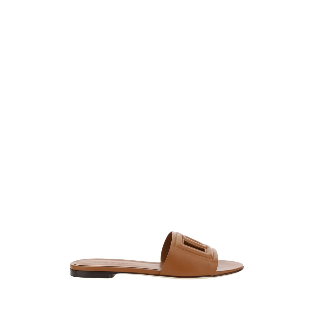 Dolce & Gabbana Brown Calf Leather Bos Taurus Sandals