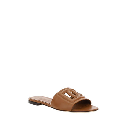 Dolce & Gabbana Brown Calf Leather Bos Taurus Sandals