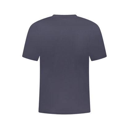 Back view of K-WAY Blue Cotton Men T-Shirt showcasing short sleeves and crew neck design.