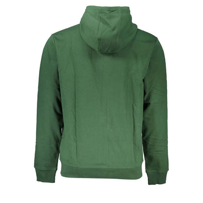 Tommy Hilfiger Green Cotton Men Sweater with Hood, featuring eco-friendly design and iconic logo.