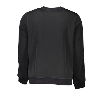 Back view of Calvin Klein Black Polyester Men Sweater showcasing its sleek and modern design in urban style.