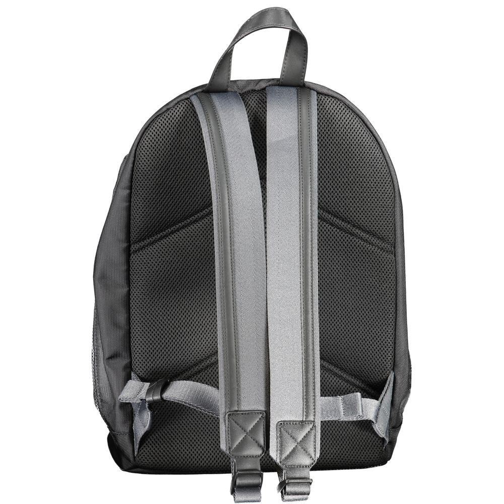 Back view of Calvin Klein Black Polyester Backpack with adjustable straps and handle.