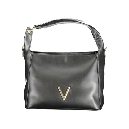 Mario Valentino Black Polyethylene Handbag with shoulder handle, adjustable removable strap, internal pocket, and zip closure