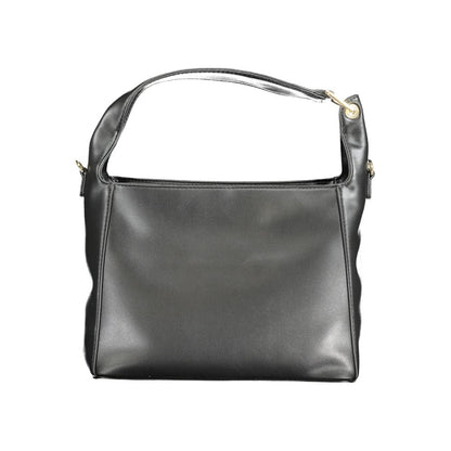 Mario Valentino Black Polyethylene Handbag with shoulder handle, adjustable strap, zip closure, and internal pocket.