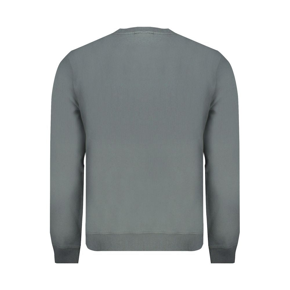 Back view of Napapijri Green Cotton Men Sweater with long sleeves and crew neck.