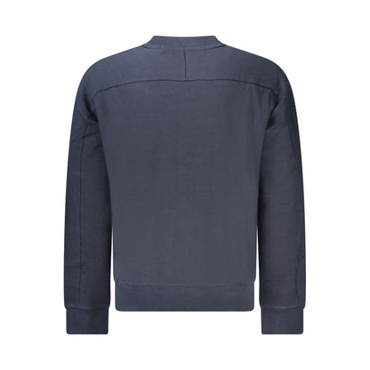 Back view of Hugo Boss Blue Cotton Men Sweater showcasing sleek design and premium organic cotton fabric.