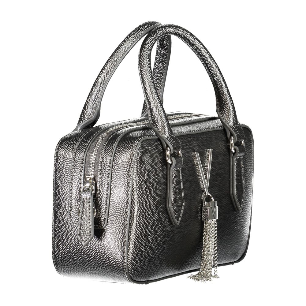 Mario Valentino Gray Polyethylene Handbag with adjustable shoulder strap, zip closure, two handles, and internal pockets.