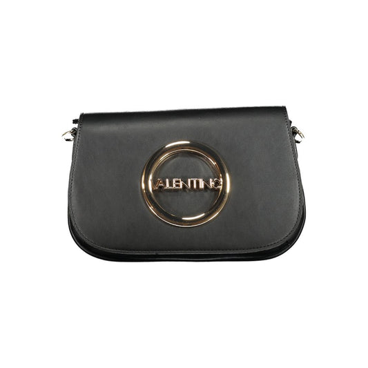 Mario Valentino Black Polyethylene Handbag with adjustable strap, logo, and secure closures