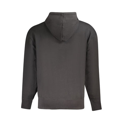 Rear view of Hugo Boss Black Cotton Men Sweater showcasing the hooded design and long sleeves in sleek black color.