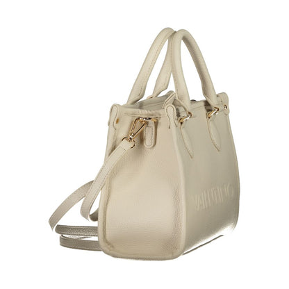 Mario Valentino Beige Polyethylene Handbag with adjustable strap, internal pockets, and zip closure