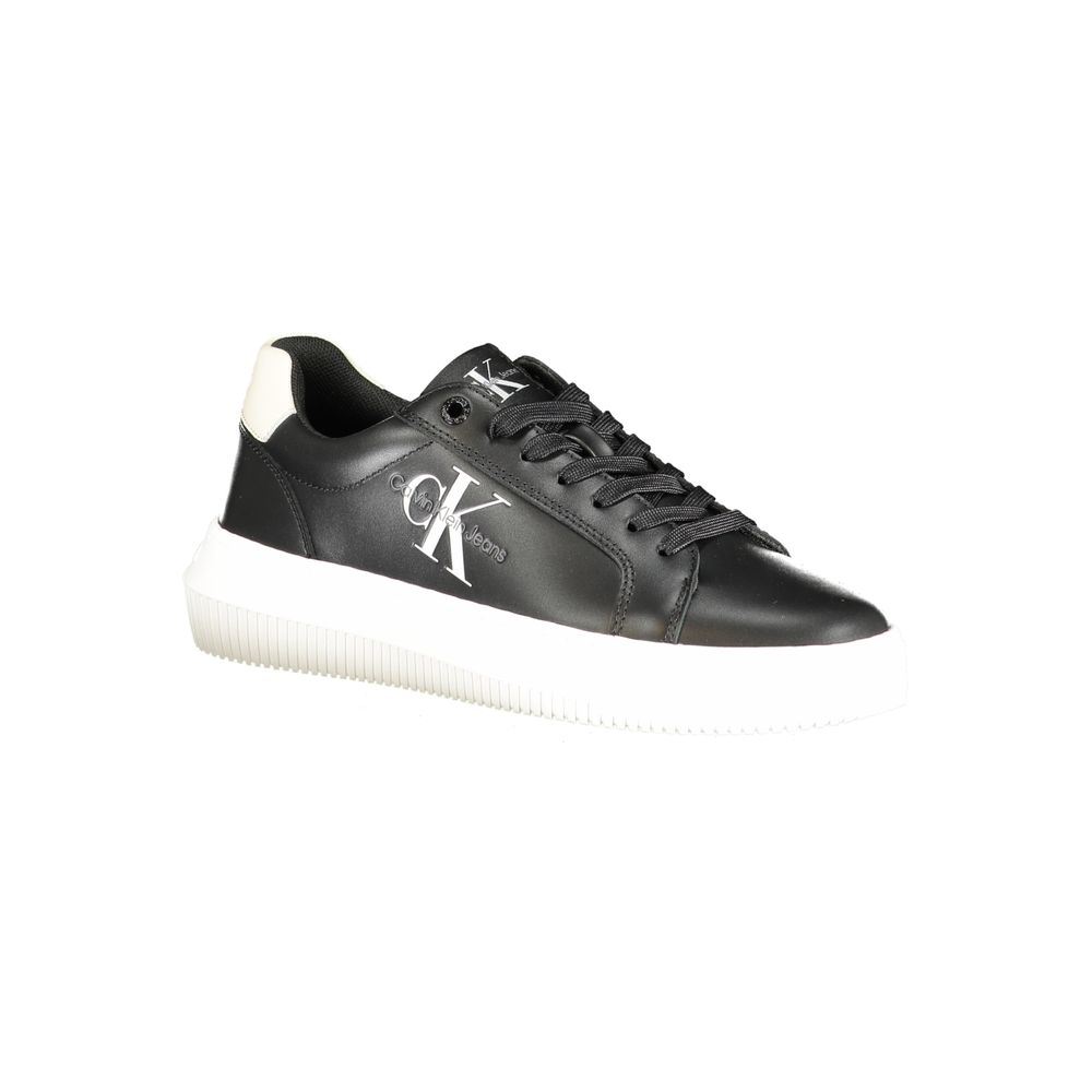 Calvin Klein Black Polyester Sneaker with laces, contrast details, and logo; featuring 50% recycled thermoplastic rubber outsole.