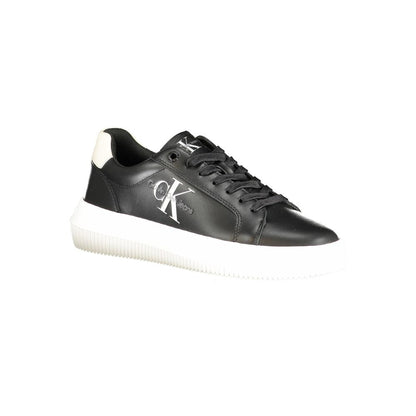 Calvin Klein Black Polyester Sneaker with laces, contrast details, and logo; featuring 50% recycled thermoplastic rubber outsole.