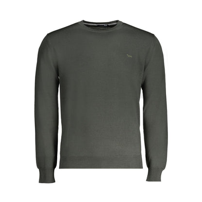 Harmont & Blaine Green Wool Sweater with long sleeves, jersey fabric, crew neck, and embroidered logo.