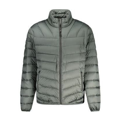 Napapijri Green Polyamide Men Jacket, front view of quilted design with zip closure, showcasing style and functionality.
