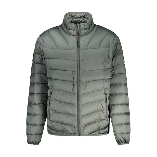 Napapijri Green Polyamide Men Jacket, front view of quilted design with zip closure, showcasing style and functionality.