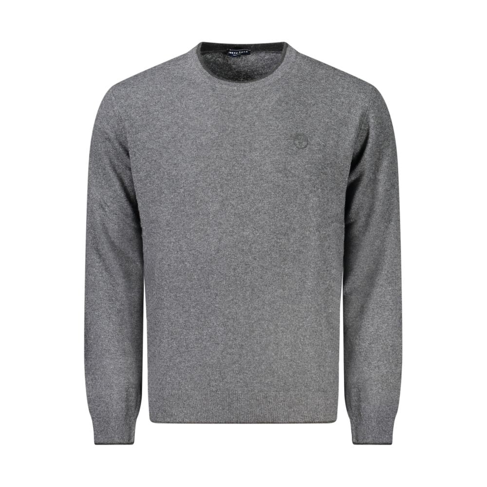North Sails Gray Cashmere Sweater with long sleeves, crew neck, and contrasting details.