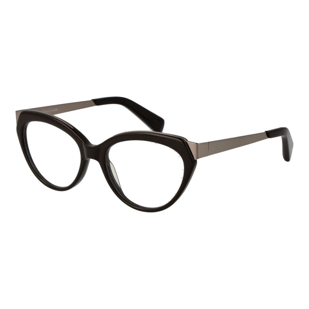 Yohji Yamamoto Brown Unisex Glasses Frame with full-rim acetate cat eye design.