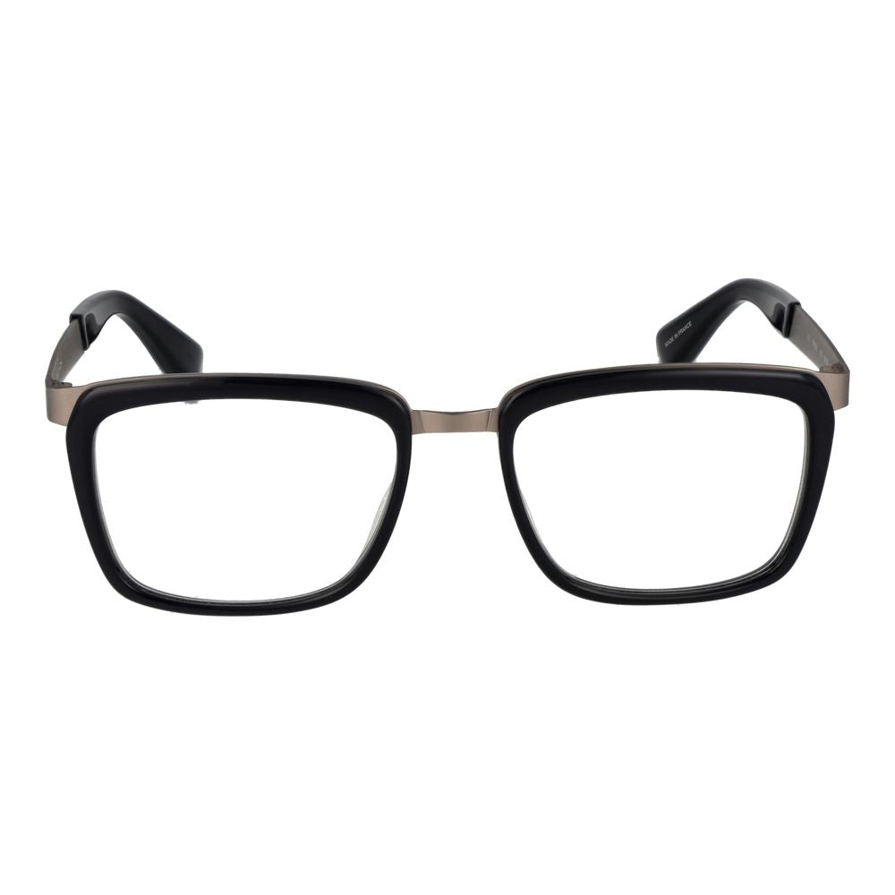 Yohji Yamamoto Black Unisex Glasses Frame, rectangle full-rim acetate eyeglasses with demo lenses, size 54-18-145.