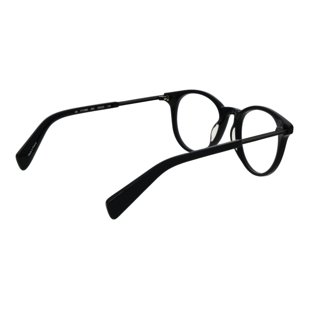 Yohji Yamamoto Black Men Glasses Frame, round full-rim plastic frame, black color, size 50-20-140.