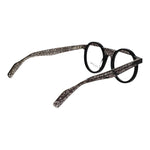 Yohji Yamamoto Black Unisex Glasses Frame with full-rim acetate, round style, and demo lenses for fashion-forward appeal.