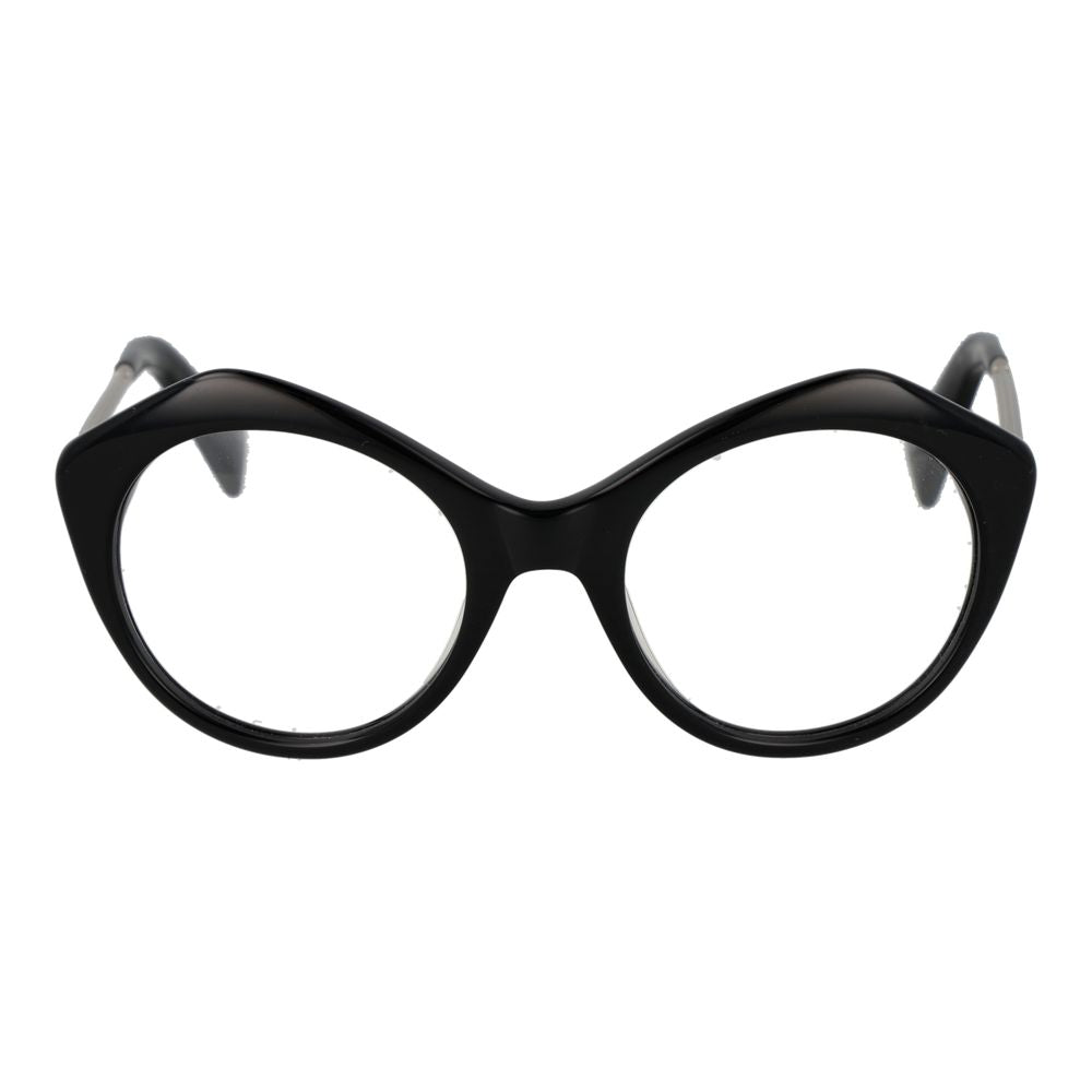 Yohji Yamamoto Black Women Glasses Frame in butterfly style, acetate material, full-rim, size 51-20-140, includes branded soft case.