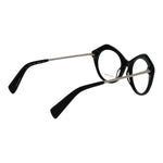 Yohji Yamamoto Black Women Glasses Frame in butterfly style with full-rim acetate construction, featuring demo lenses and branded soft case.