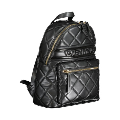 Mario Valentino Black Polyethylene Backpack with adjustable straps, zip closure, external and internal pockets, contrasting details.