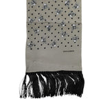Dolce & Gabbana Gray Skulls Silk Fringes Men Foulard Scarf MS7550