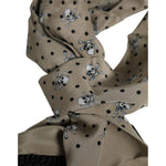 Dolce & Gabbana Gray Skulls Silk Fringes Men Foulard Scarf MS7550