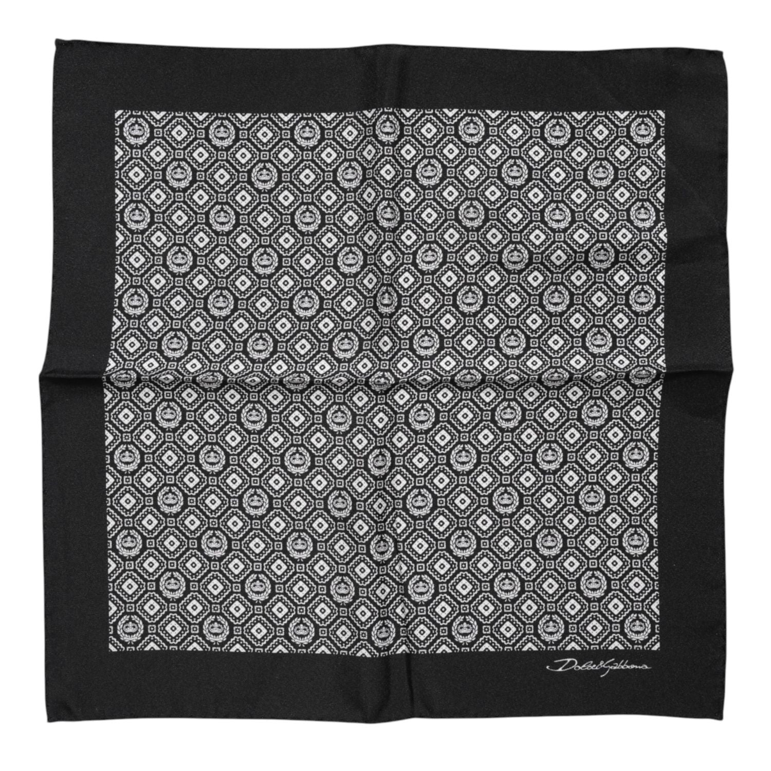 Dolce & Gabbana Black White Patterned Square Foulard Scarf