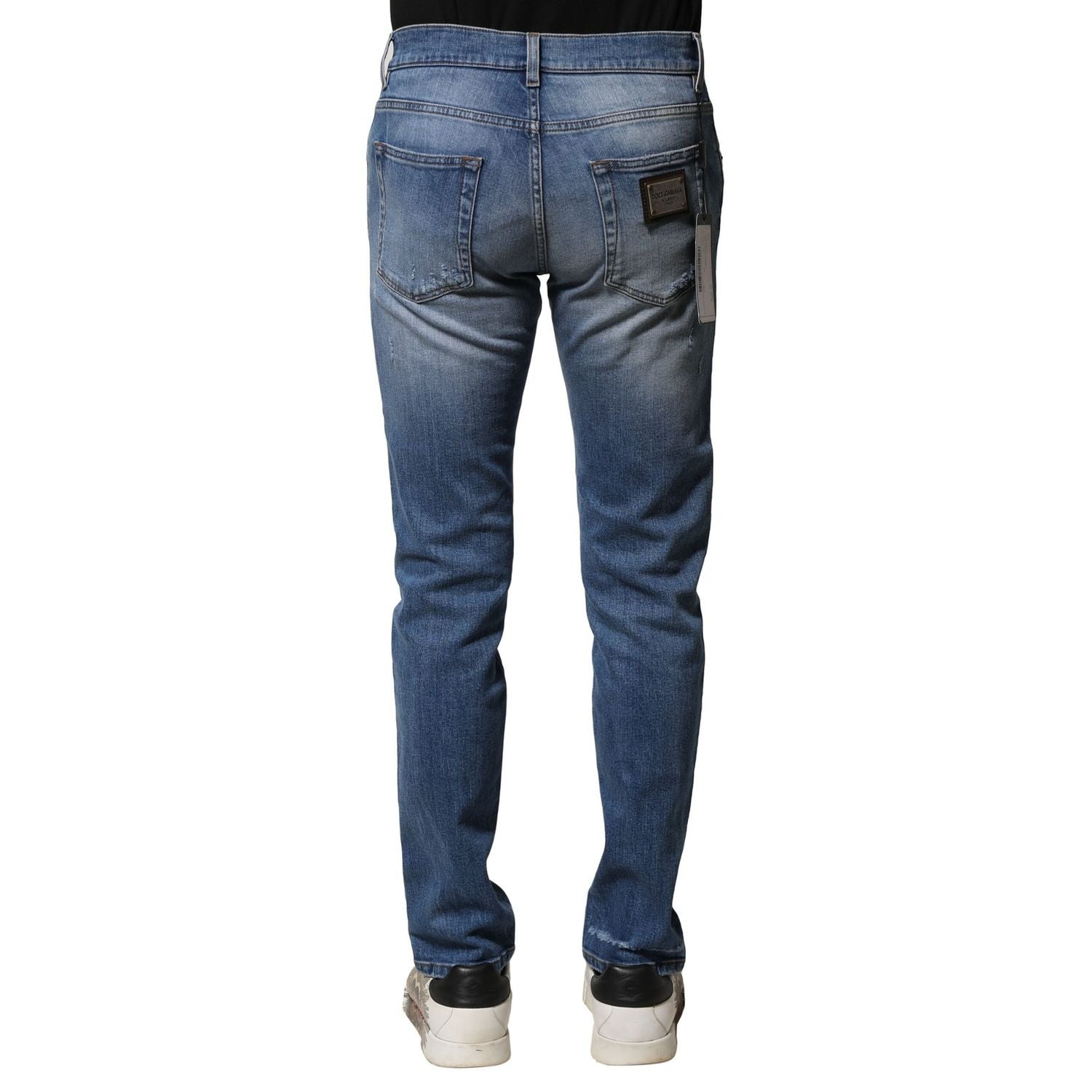 Dolce & Gabbana Blue Washed Cotton Skinny Men Denim Jeans