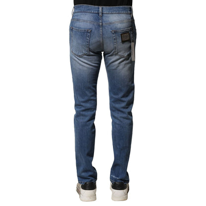 Dolce & Gabbana Blue Washed Cotton Skinny Men Denim Jeans
