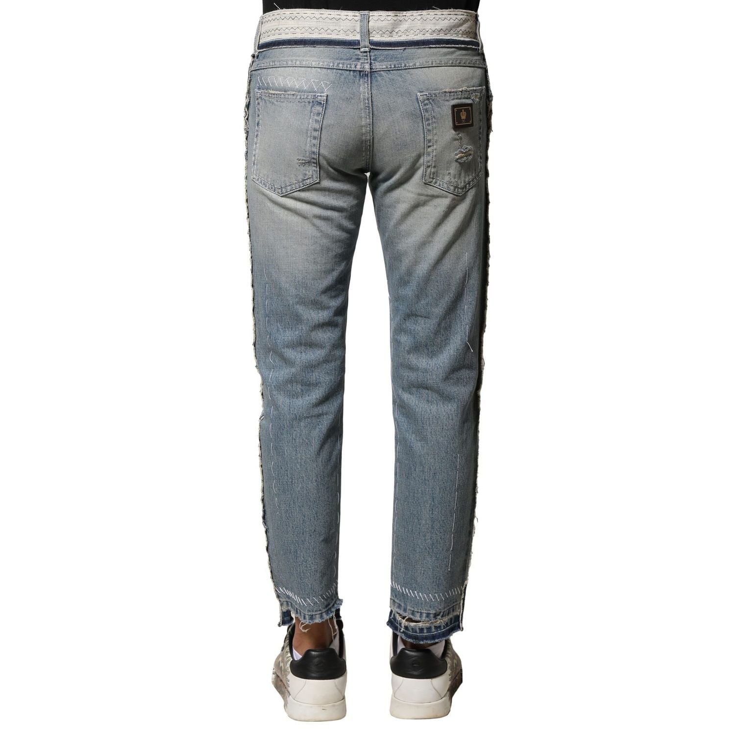 Dolce & Gabbana Light Blue Tattered Straight Men Denim Jeans