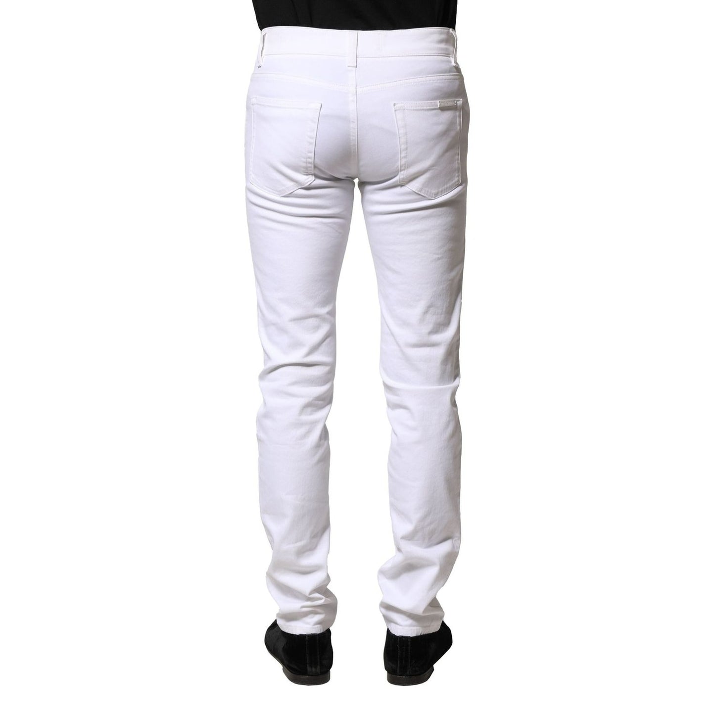 Dolce & Gabbana White Cotton Skinny Men Denim Jeans PAN75367-46