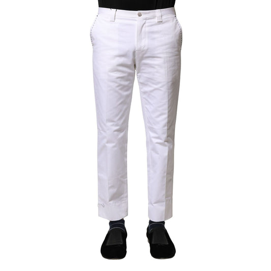 Dolce & Gabbana White Cotton Straight Logo Men Pants PAN75826-46
