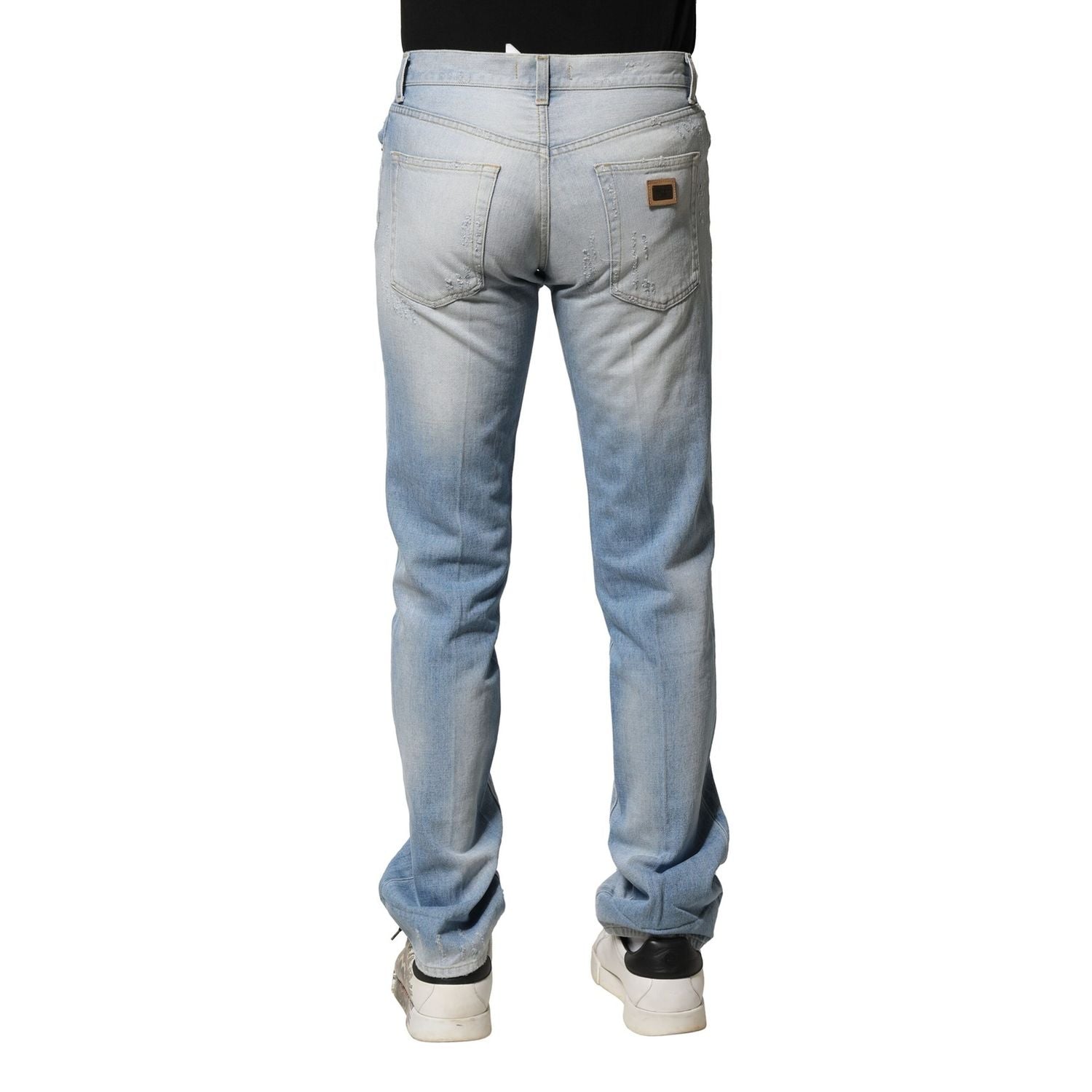 Dolce & Gabbana Light Blue Washed Straight Fit Denim Jeans