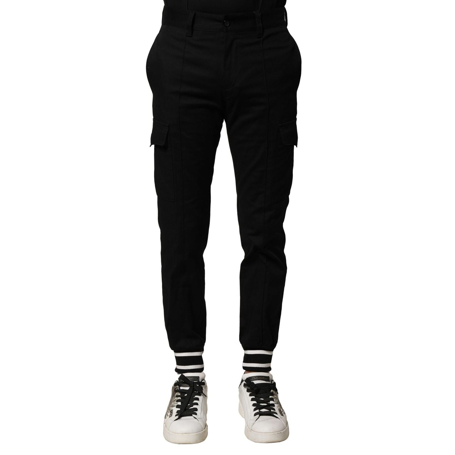 Dolce & Gabbana Black Cotton Cargo Joggers Men Pants
