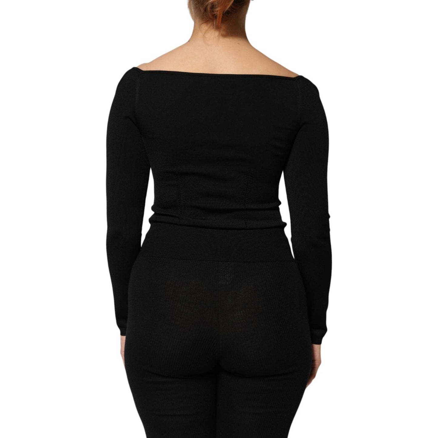 Dolce & Gabbana Black Viscose Long Sleeve Pullover Blouse Top TSH90661-42