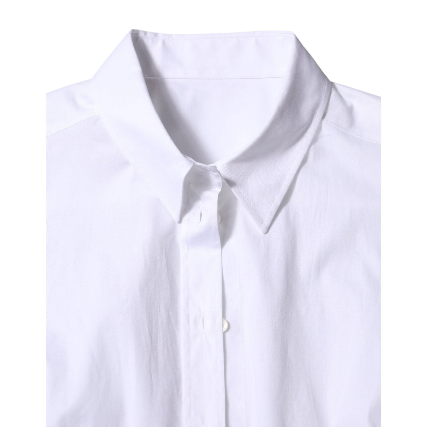 Dolce & Gabbana White Cotton Collared Long Sleeves Shirt Top