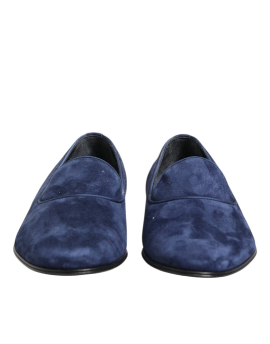 Dolce & Gabbana Blue Velvet DG Logo Loafers Formal Shoes MV7472-44