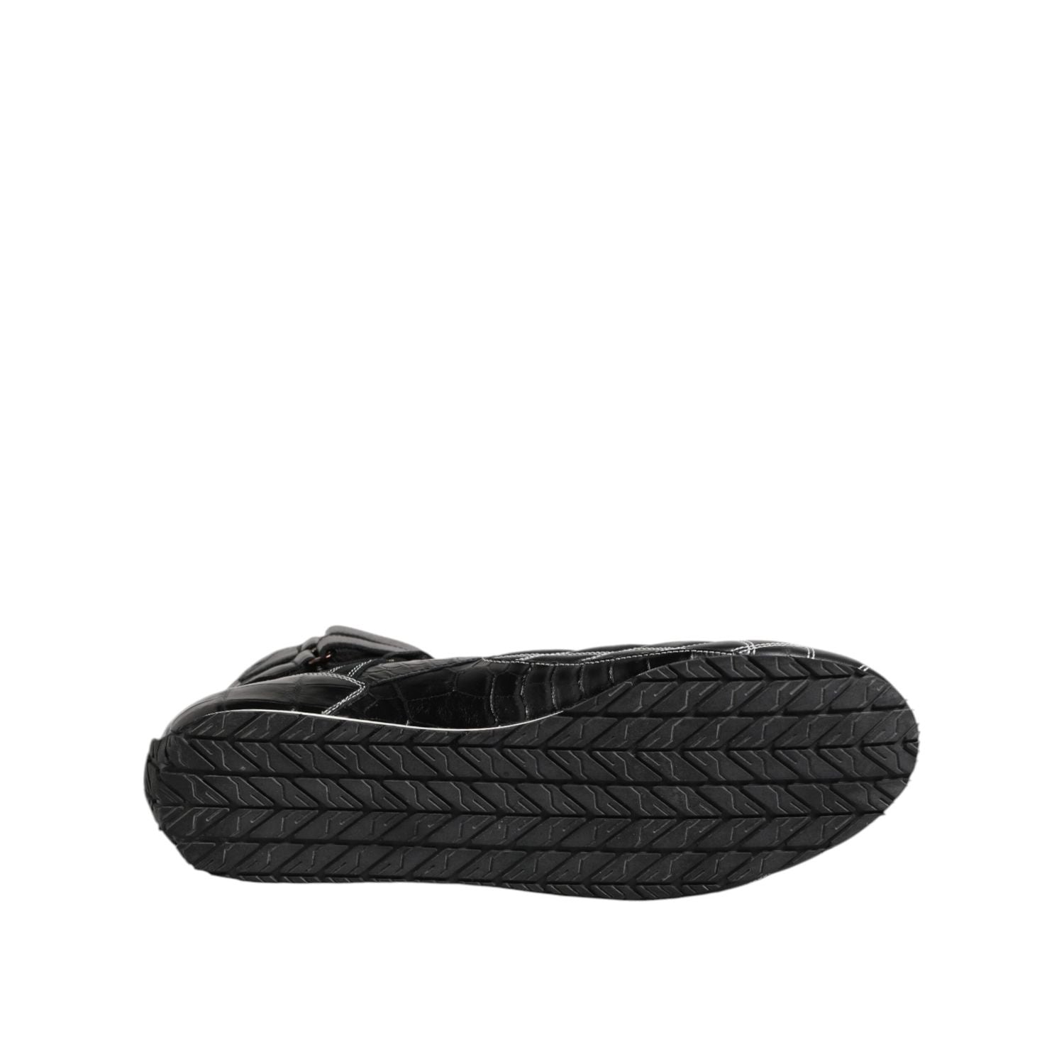 Dolce & Gabbana Black Quilted Leather Lace Up Sneakers Shoes