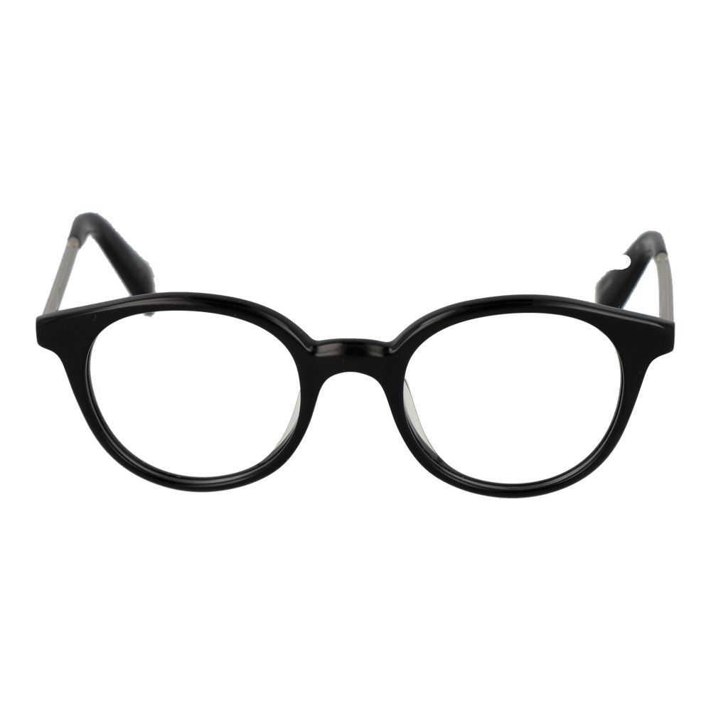 Yohji Yamamoto Black Unisex Glasses Frame, acetate full-rim cat eye style, demo lenses, size 47-20-140, includes branded soft case.