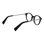 Yohji Yamamoto Black Unisex Glasses Frame, acetate full-rim cat eye style, 47-20-140 size, demo plastic lenses, branded soft case included.